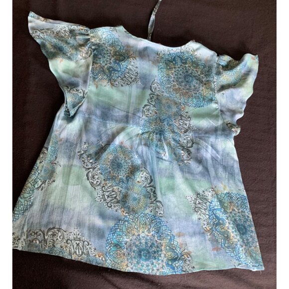 Christopher & Banks Womens Size Large Blue Patterned Polyester Blouse Beaded Det - Picture 13 of 14